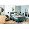 BOXSPRINGBETT 140/200 cm  in Petrol  - Petrol/Schwarz, Design, Textil/Metall (140/200cm) - Esposa