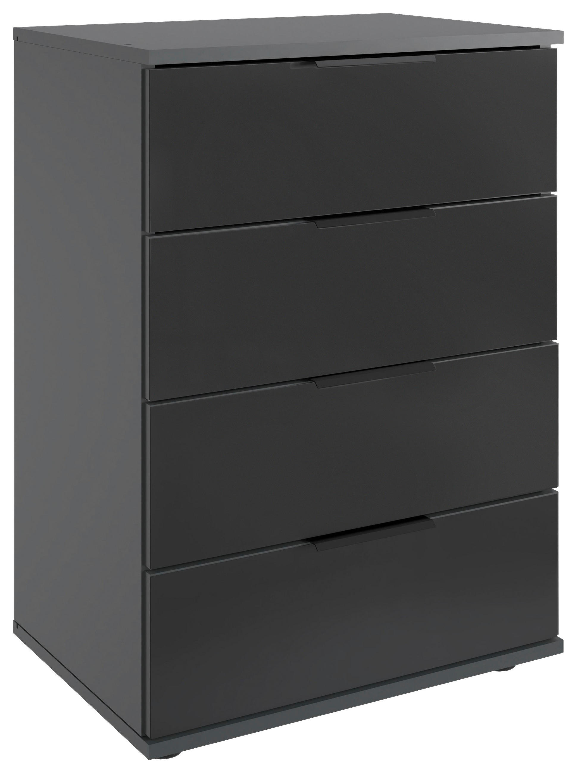 NACHTSCHRANK 52/74/38 cm, Graphitfarben, Klar,  - Klar/Schwarz, MODERN, Glas/Holzwerkstoff (52/74/38cm) - P & B