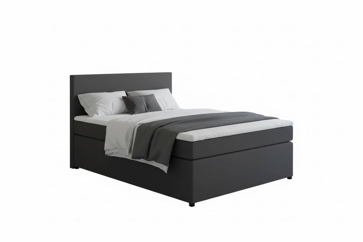BOXSPRINGBETT 140/200 cm,  in Anthrazit, Matratze, Topper, H3 = fest  - Anthrazit/Schwarz, MODERN, Kunststoff/Textil (140/200cm) - MID.YOU