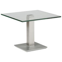 BEISTELLTISCH 60/60/46-65 cm Edelstahlfarben, Nickelfarben quadratisch  - Edelstahlfarben/Nickelfarben, Design, Glas/Kunststoff (60/60/46-65cm)