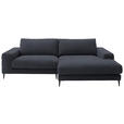 ECKSOFA  in Flachgewebe Dunkelgrau  253/177 cm  - Dunkelgrau/Schwarz, Design, Textil/Metall (253/177cm) - Dieter Knoll