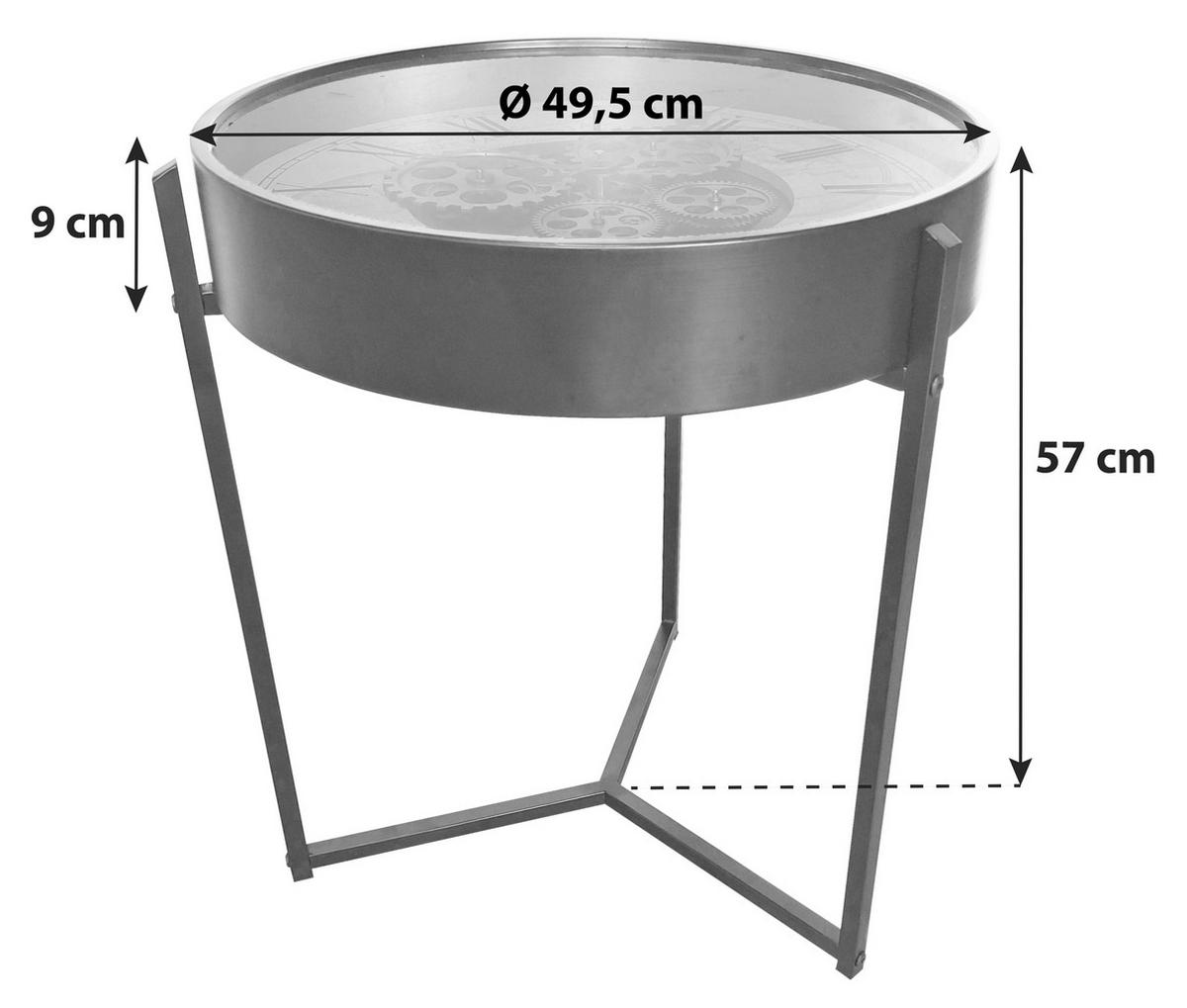 Couchtisch rund Glas / Metall Metall, Glas  - Schwarz, Modern, Glas/Metall (49,5/57cm) - Globo