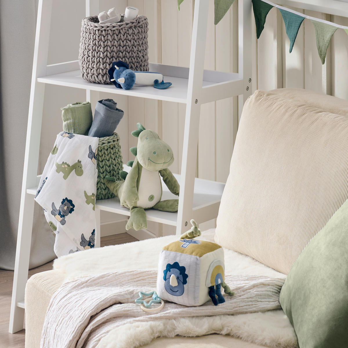 MEKANA KOCKA  Dani & Didi  - zelena/plava, Basics, tekstil/plastika (12/12cm) - Patinio