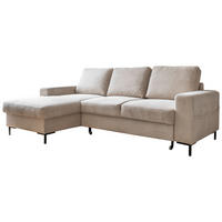 ECKSOFA Beige Cord  - Beige/Schwarz, Design, Textil/Metall (148/236cm) - MID.YOU
