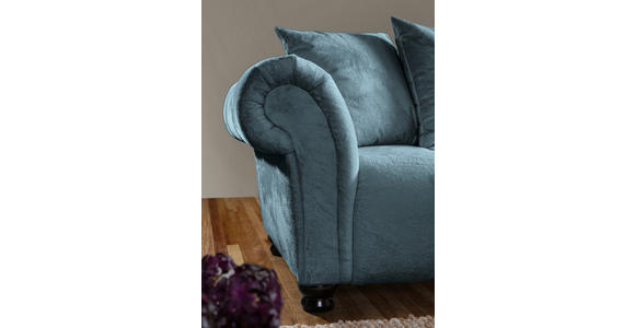 ECKSOFA  in Plüsch Petrol  288/190 cm  - Dunkelbraun/Petrol, KONVENTIONELL, Holz/Textil (288/190cm) - Carryhome