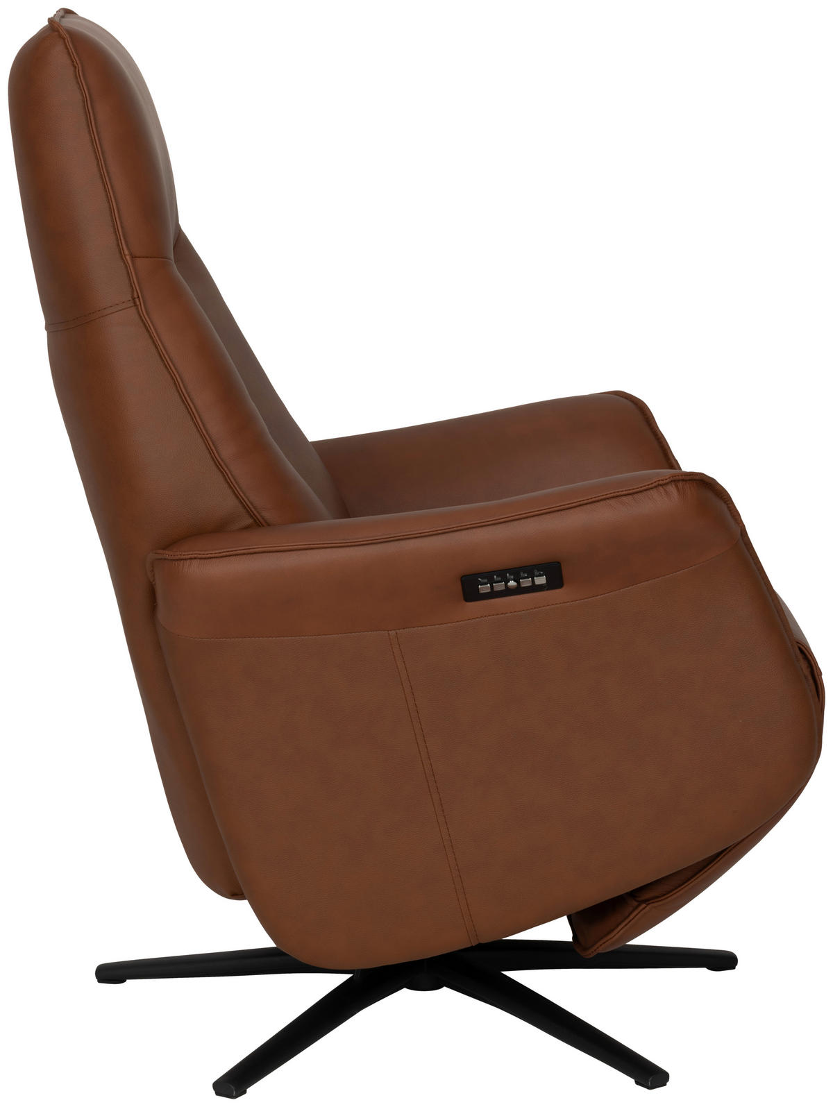 RELAXSESSEL Lederlook Echtleder    - Schwarz/Kupferfarben, Design, Leder/Holz (79/110/83cm) - Livetastic