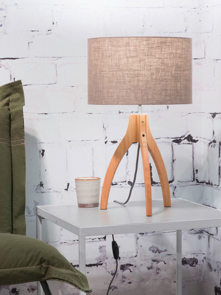 TISCHLEUCHTE - Naturfarben, Trend, Holz/Textil (36/54cm) - Good & Mojo
