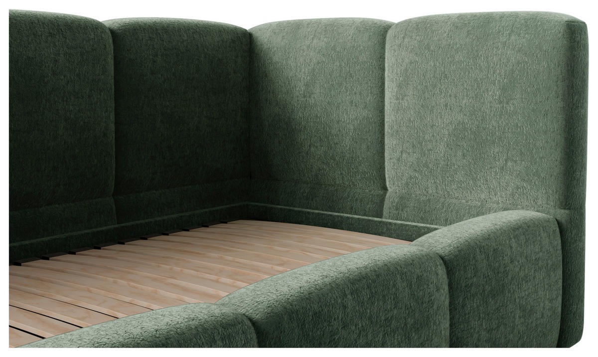 POLSTERBETT 90/200 cm,  in Grün, Lattenrost, Bettkasten,  - Schwarz/Grün, Design, Holz/Textil (90/200cm) - Chameo