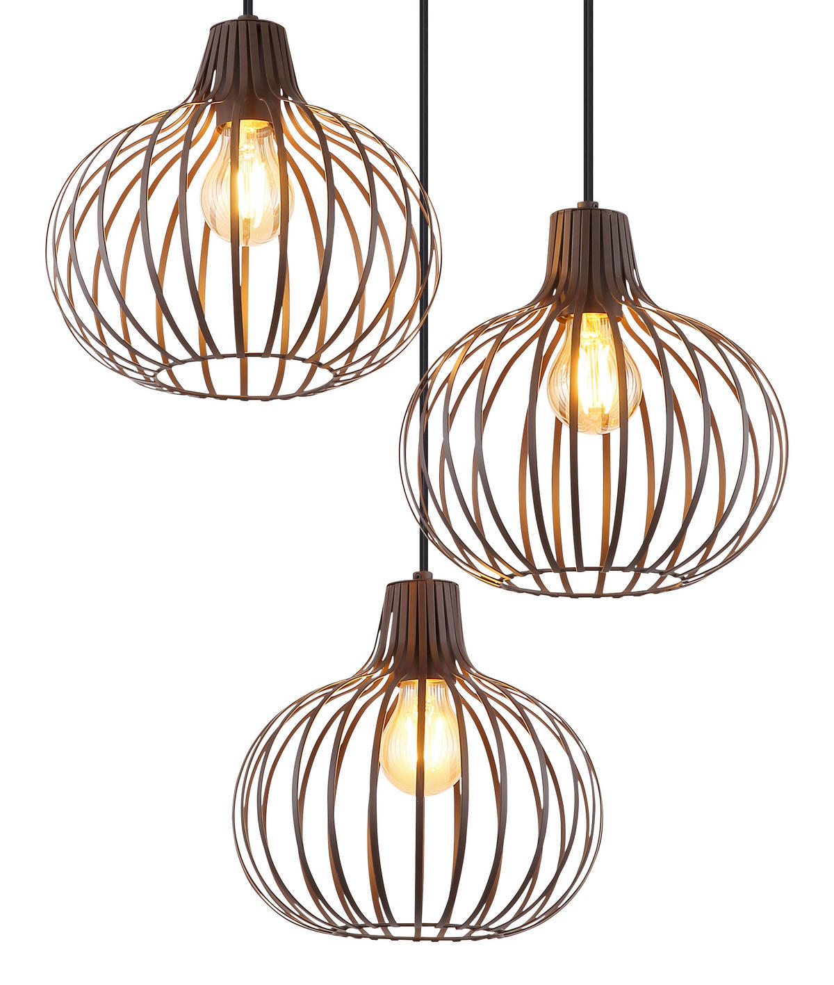 HÄNGELEUCHTE MATEO 50/120 cm   - Rostfarben/Schwarz, KONVENTIONELL, Kunststoff/Metall (50/120cm) - Globo