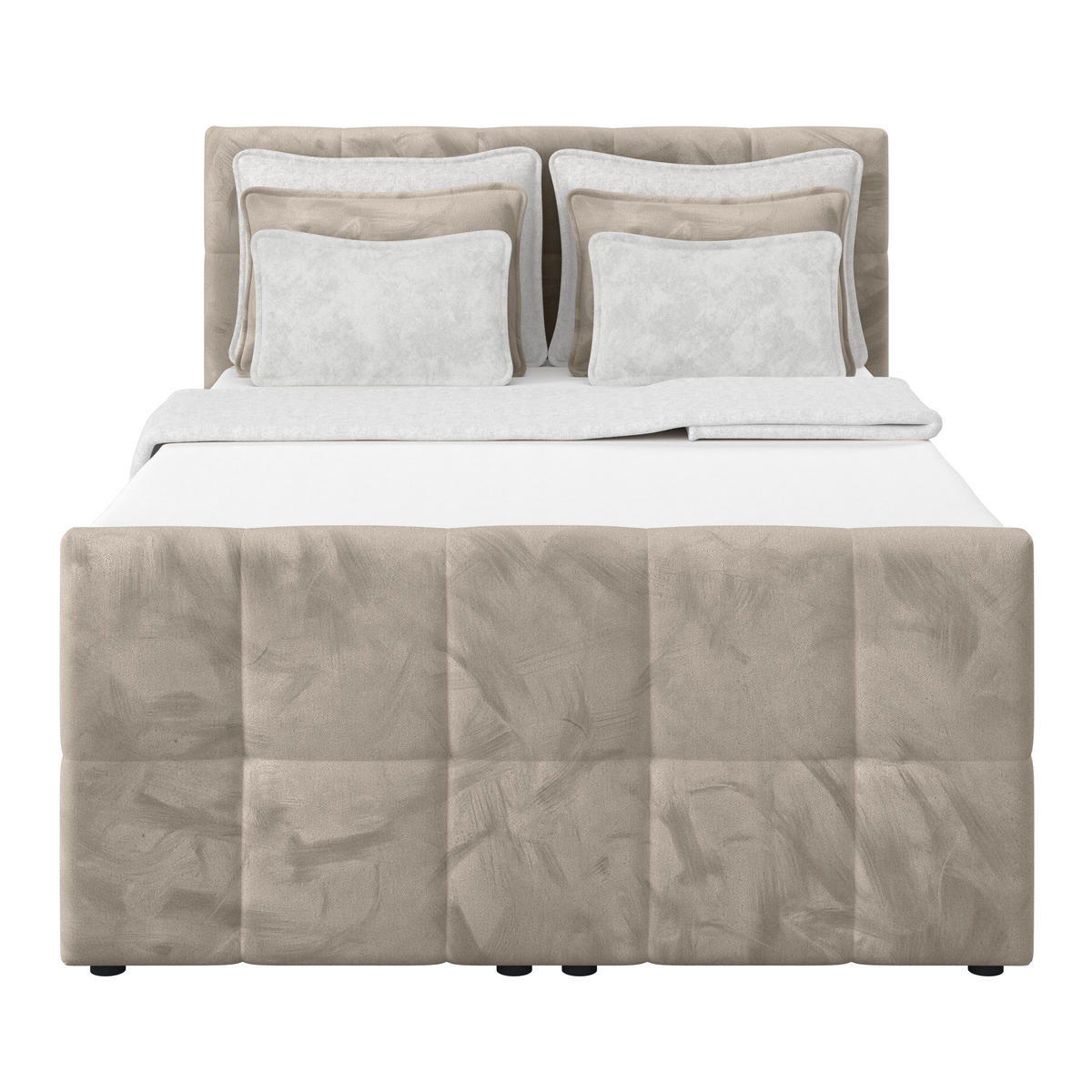 BOXSPRINGBETT 140/200 cm,  in Taupe, gepolstertes Kopfteil, Bettkasten, Topper, Matratzen, H3 + H3 = fest  - Taupe, KONVENTIONELL, Holz/Holzwerkstoff (140/200cm) - Luca Bessoni