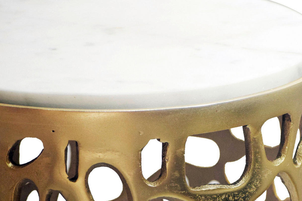 Masă Auxiliară din metal,  - auriu, Design, metal/piatră (30/50/30cm) - Livetastic