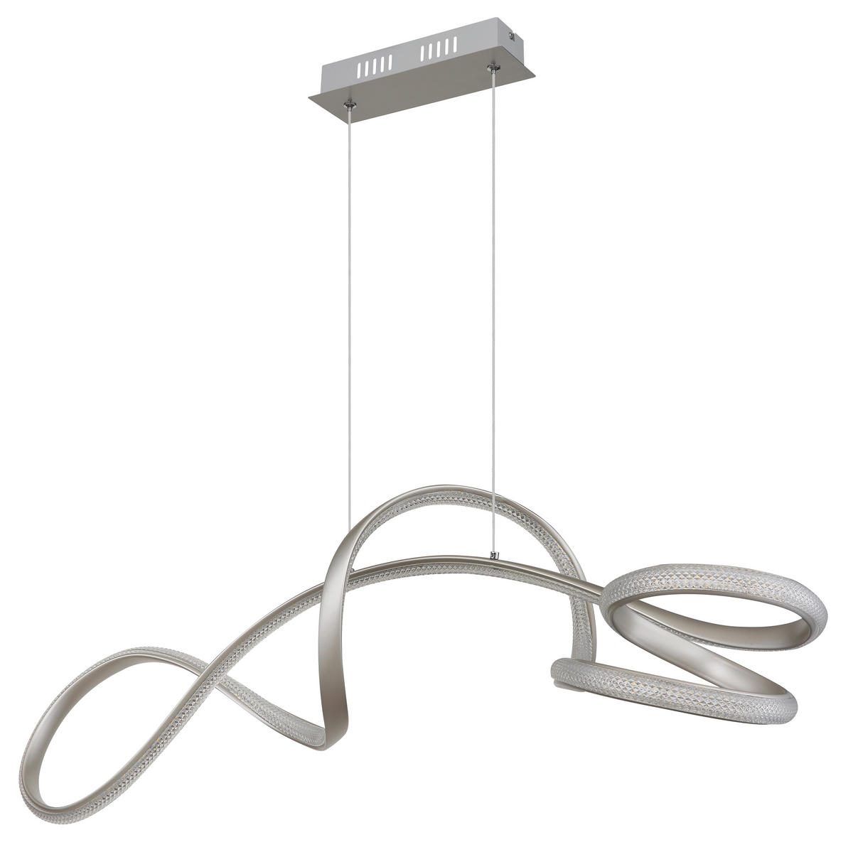 LED-HÄNGELEUCHTE SWIRL 108/33/120 cm  - Klar/Nickelfarben, Design, Kunststoff/Metall (108/33/120cm) - Globo