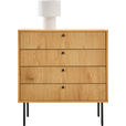 KOMMODE Line, 80/85/40 cm, 4 Schublade(n)  - Eichefarben/Schwarz, Design, Holzwerkstoff/Metall (80/85/40cm) - Carryhome