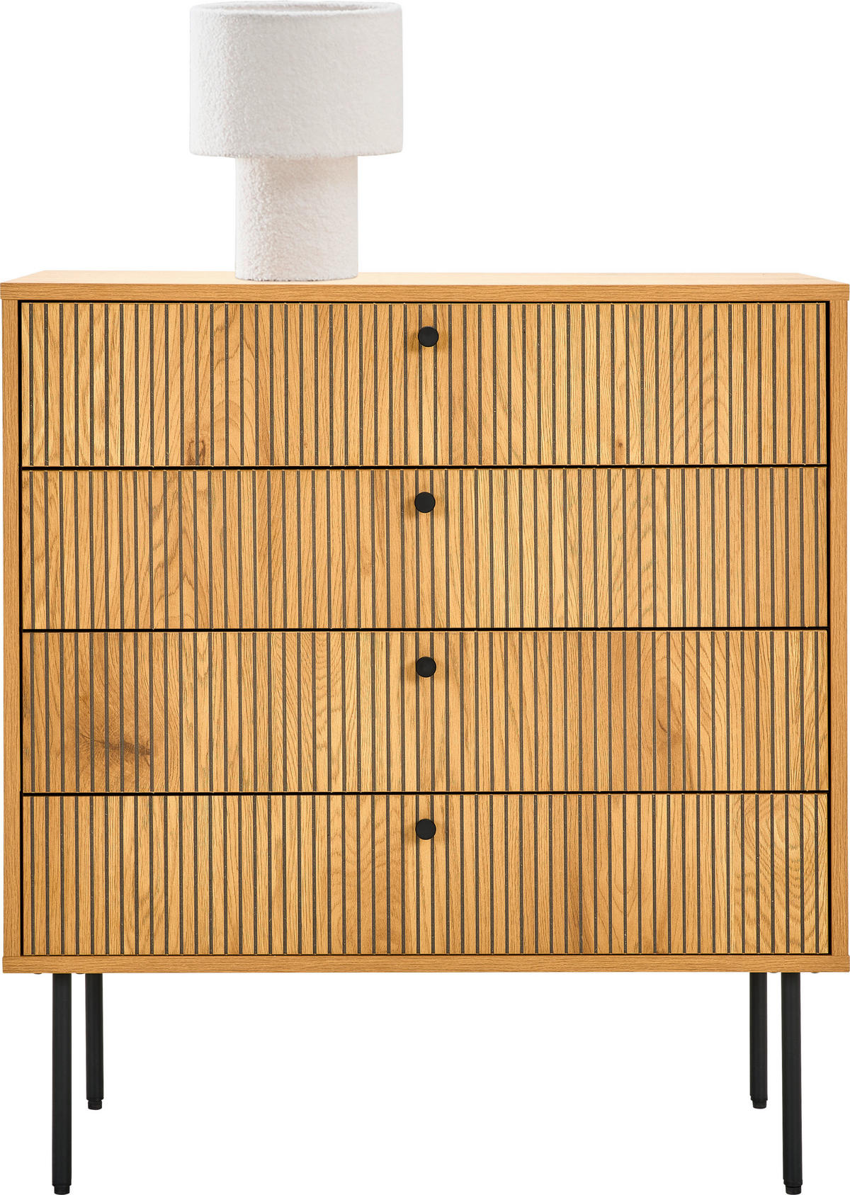 KOMMODE Line  in  - Eichefarben/Schwarz, Design, Holzwerkstoff/Metall (80cm) - Carryhome