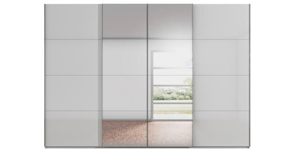 SCHWEBETÜRENSCHRANK  in Seidengrau  - Chromfarben/Seidengrau, Design, Glas/Holzwerkstoff (316/223/68cm) - Novel