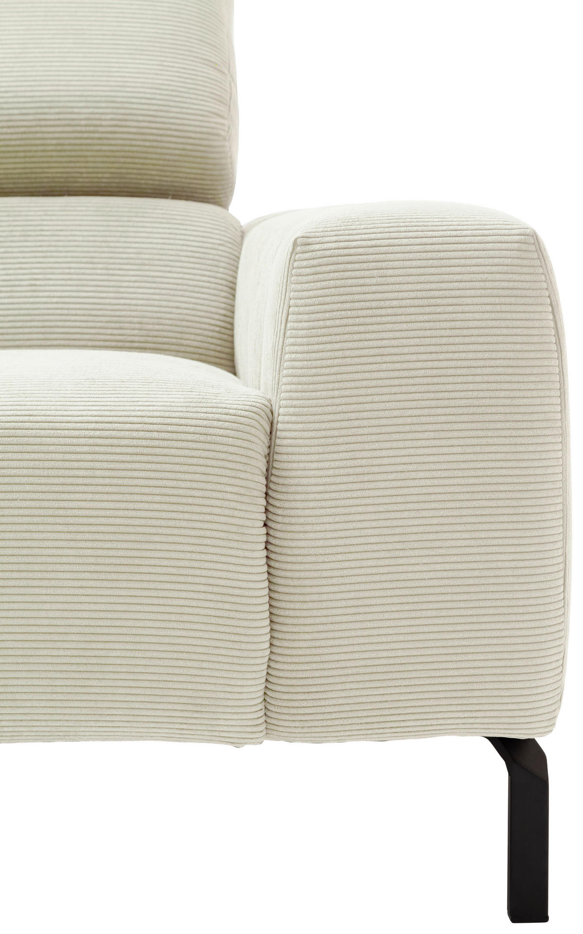 SEDEŽNA GARNITURA, rebrasti žamet bela  - črna/bela, Moderno, kovina/tekstil (308-311/219cm) - Pure Home Comfort