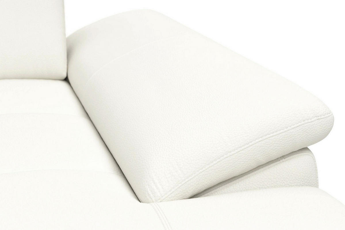 SEDACÍ SOUPRAVA, kůže, bílá - bílá/černá, Basics, kov/textil (223/363/176cm) - Sit & More