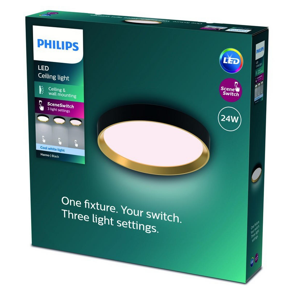 STROPNA LED-SVETILKA  HANNO /2800 lm/4000 K// - črna, Basics, kovina (38.5/38.5/7cm) - Philips
