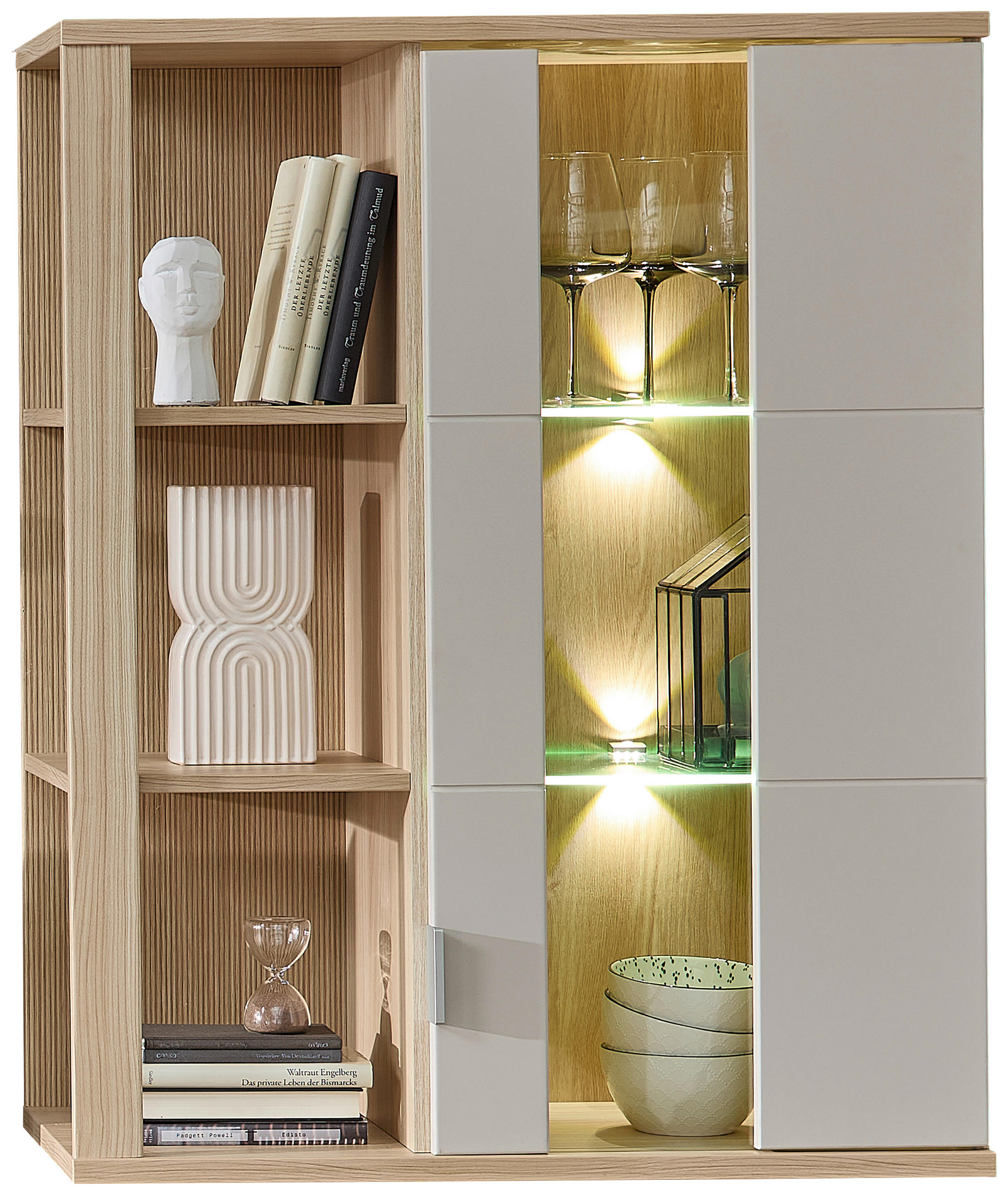 Stylife ZÁVESNÁ VITRÍNA, farba duba, kašmírová, 80/101/38 cm