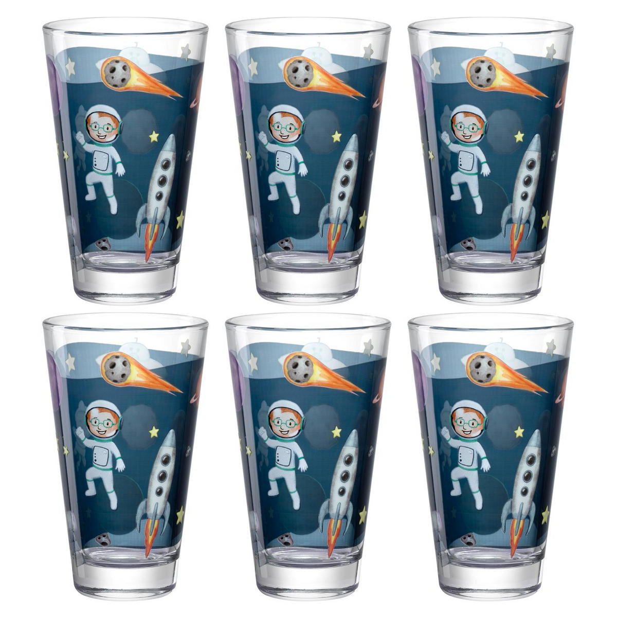 KINDER-GLÄSERSET Bambini Aventura 6-teilig  - Trend, Glas (8/13,20/8cm) - Leonardo