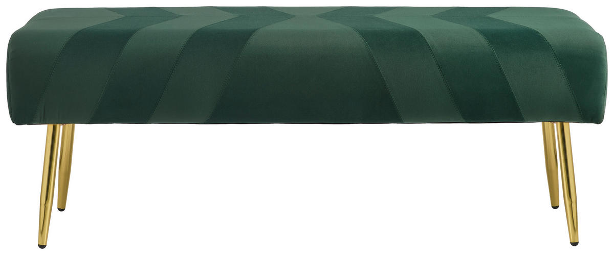 TABURETOVÁ LAVICE, kov, textil, kompozitní dřevo, 110/41/43 cm - zelená/barvy zlata, Design, kov/kompozitní dřevo (110/41/43cm) - MID.YOU