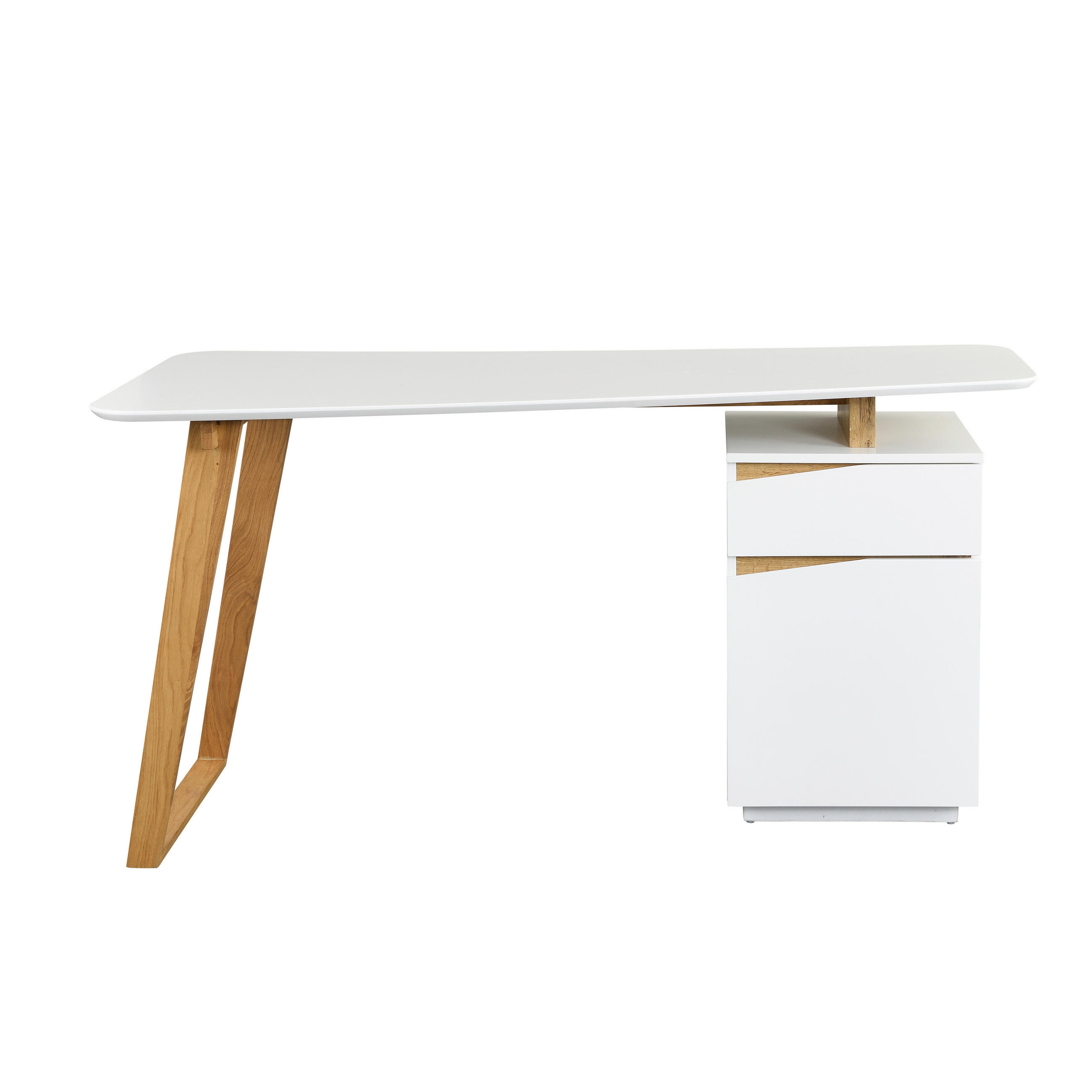 PISALNA MIZA les, leseni material bela, barve hrasta  - barve hrasta/bela, Moderno, leseni material/les (140/45-60/76cm) - Xora