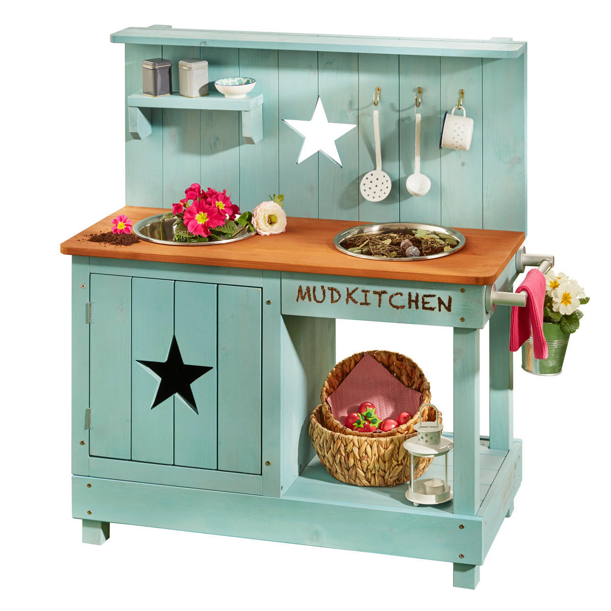 MATSCHKÜCHE ADVENTURER STAR Holz, Metall Braun, Petrol  - Petrol/Braun, Basics, Holz/Metall (80/40/90cm) - MUDDY BUDDY