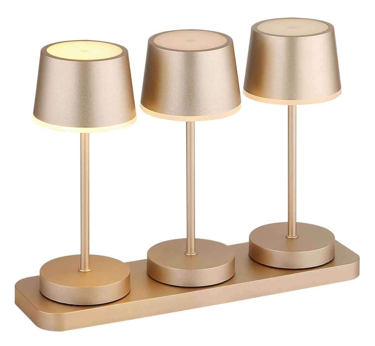 AKKU-TISCHLEUCHTE Dawson 8,3/20 cm  - Champagner/Opal, Design, Kunststoff/Metall (8,3/20cm) - Globo