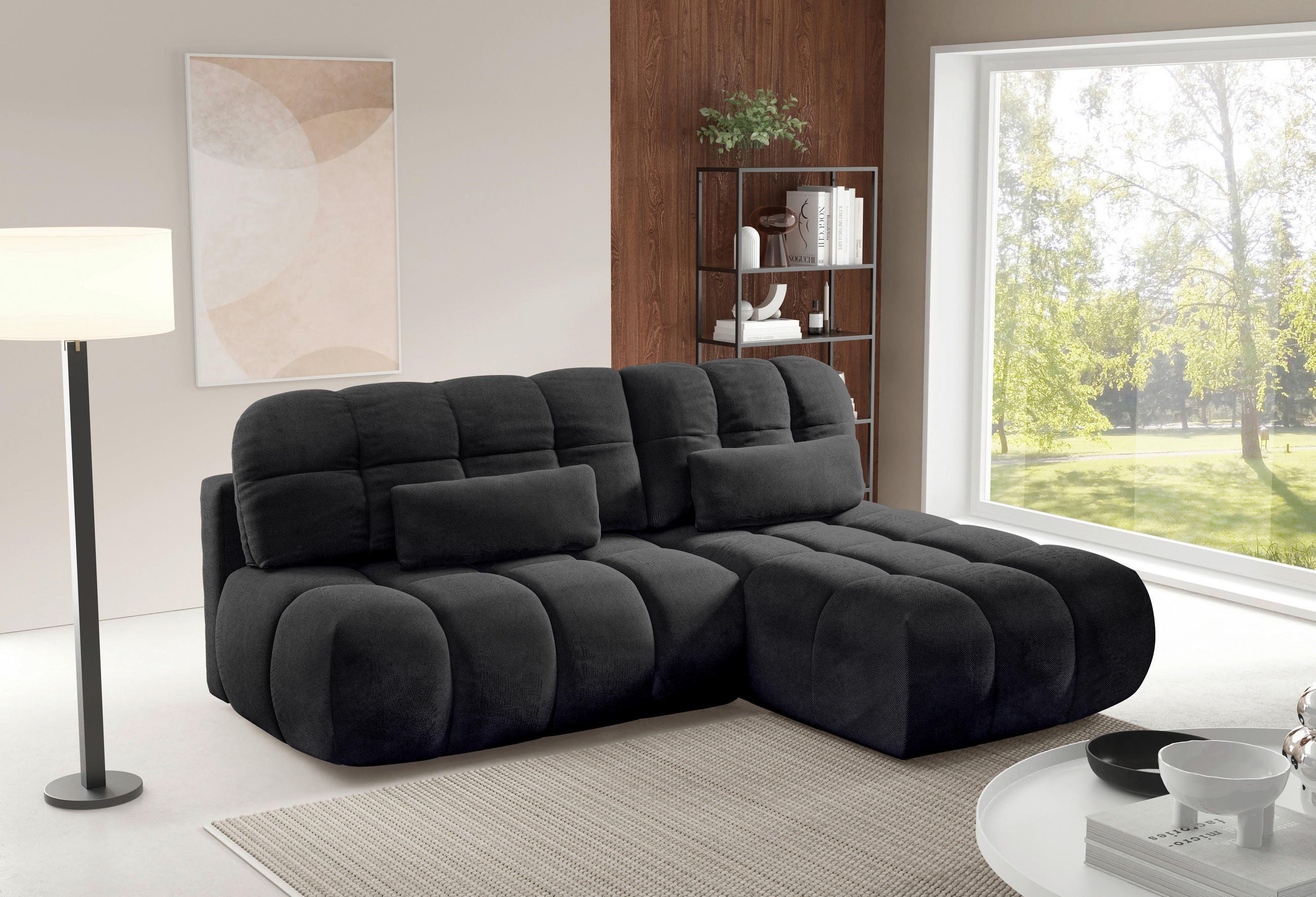 ECKSOFA TARANTO in Webstoff Schwarz  172/225 cm  - Schwarz, Design, Kunststoff/Textil (172/225cm) - Livetastic