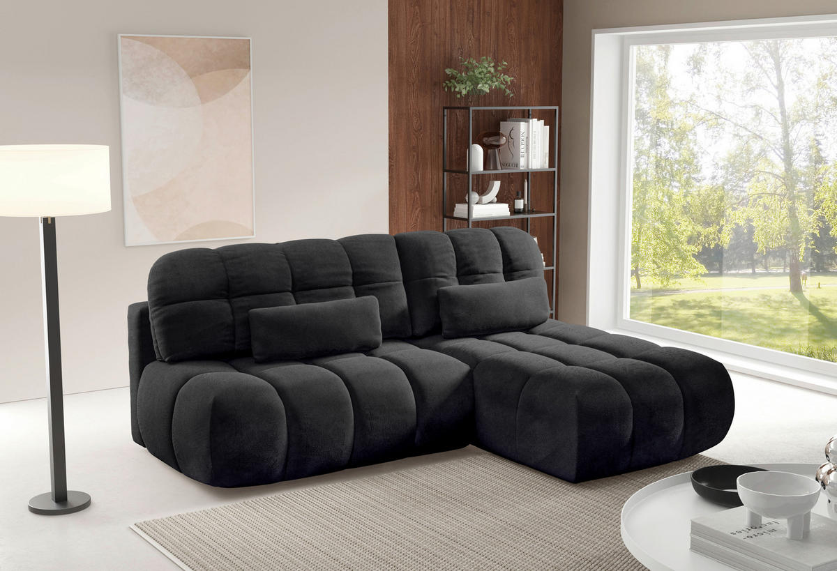 ECKSOFA TARANTO in Webstoff Schwarz  172/225 cm  - Schwarz, Design, Kunststoff/Textil (172/225cm) - Livetastic
