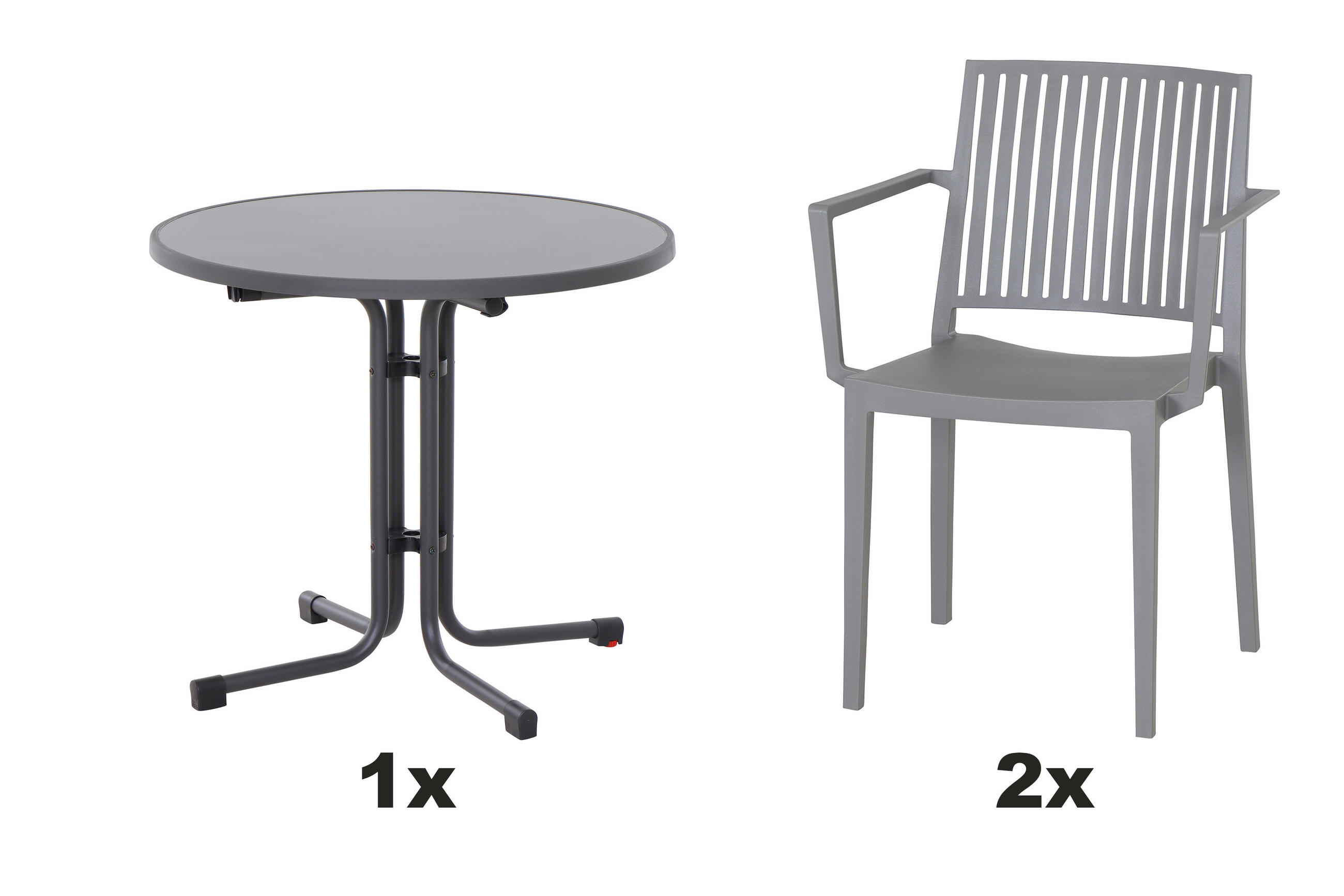 GARTENGARNITUR 3-teilig Stahl  - Grau, Basics, Kunststoff/Metall (80/80/80cm) - Siena Garden