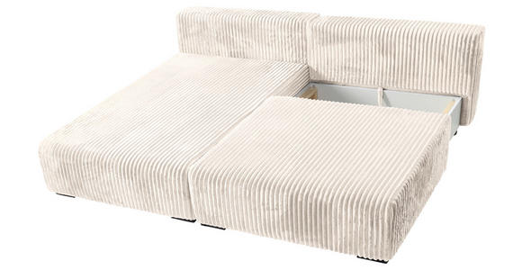 ECKSOFA Creme Cord  - Creme/Schwarz, MODERN, Holz/Textil (145/210cm) - Carryhome