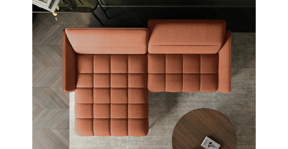 ECKSOFA Rostfarben Flachgewebe Rücken echt, Kopfteilverstellung, Sitztiefenverstellung  - Rostfarben/Schwarz, KONVENTIONELL, Textil/Metall (175/272cm) - Carryhome
