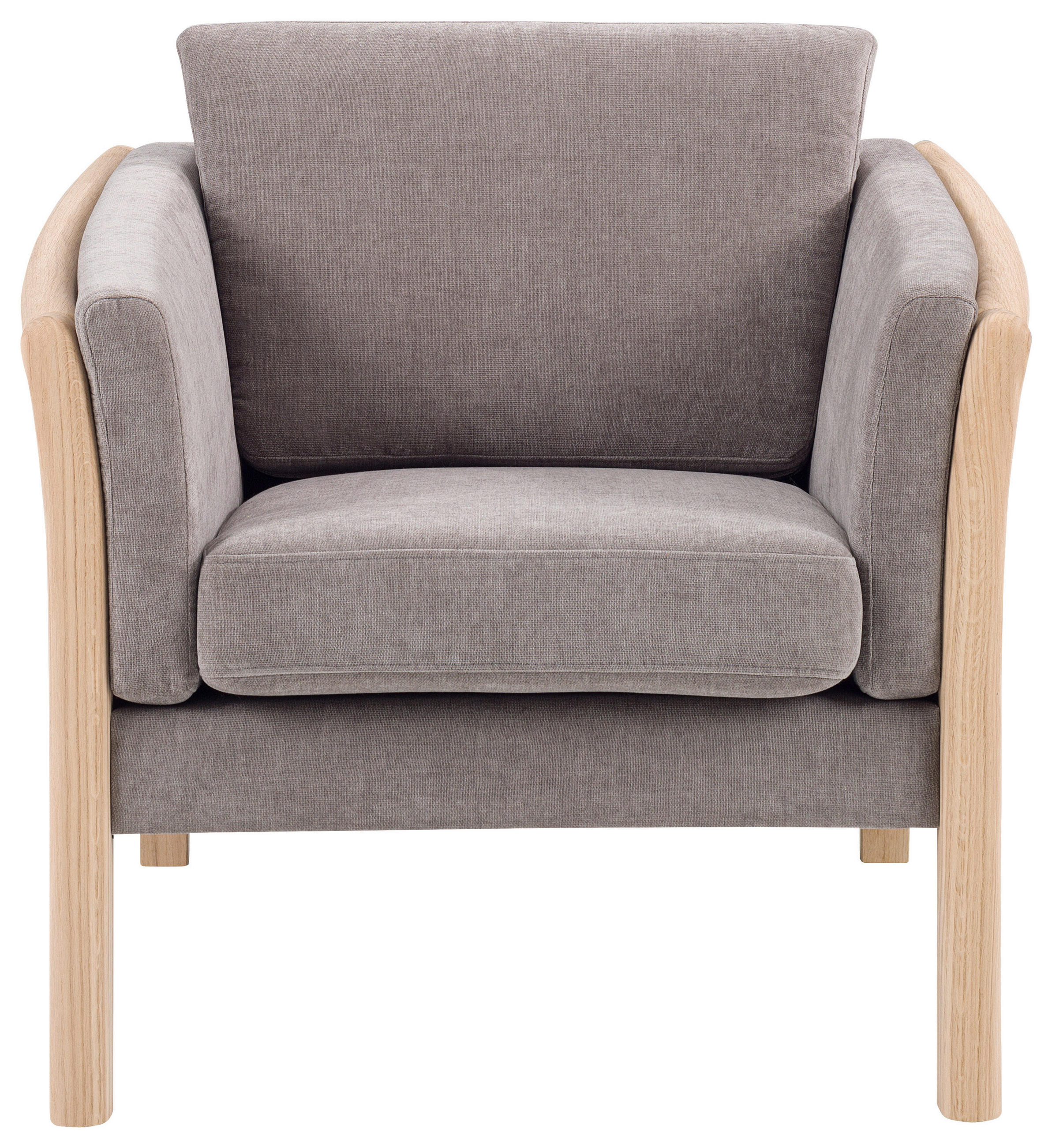 SESSEL Chenille Hellgrau    - Eichefarben/Hellgrau, Design, Holz/Textil (87/79/82cm)