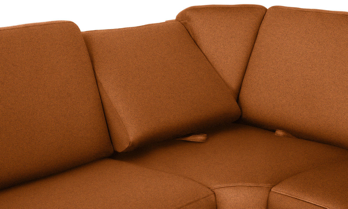 WOHNLANDSCHAFT Cognac Flachgewebe  - Chromfarben/Cognac, KONVENTIONELL, Textil/Metall (240/336/163cm) - Beldomo System