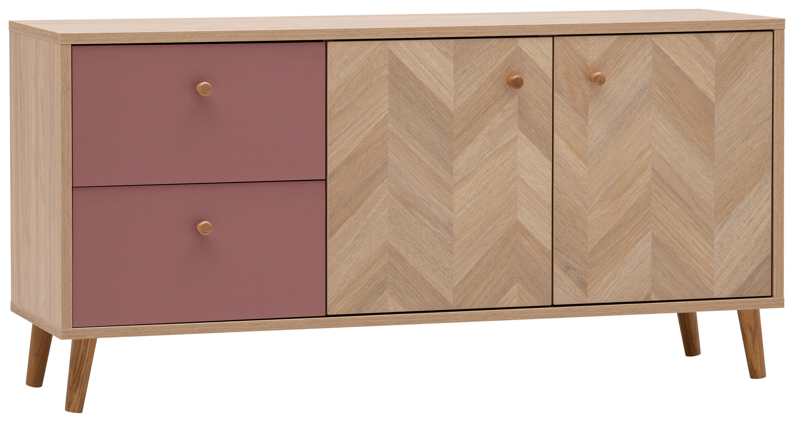 LOWBOARD  109/54,1/33,05 cm 2 Schublade(n) Beimöbel erhältlich, stehend, in verschiedenen Größen erhältlich, in verschiedenen Holzdekoren erhältlich  - Eichefarben/Mauve, Design, Holz/Holzwerkstoff (109/54,1/33,05cm) - MID.YOU
