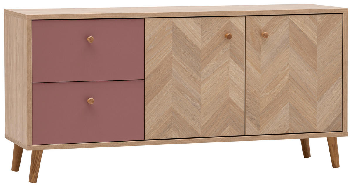 LOWBOARD  109/54,1/33,05 cm 2 Schublade(n) Beimöbel erhältlich, stehend, in verschiedenen Größen erhältlich, in verschiedenen Holzdekoren erhältlich  - Eichefarben/Mauve, Design, Holz/Holzwerkstoff (109/54,1/33,05cm) - MID.YOU