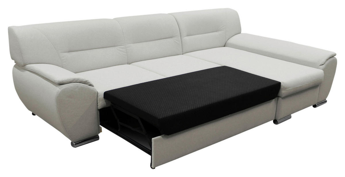ECKSOFA Beige Flachgewebe  - Beige/Silberfarben, Design, Kunststoff/Textil (281/167cm) - MID.YOU