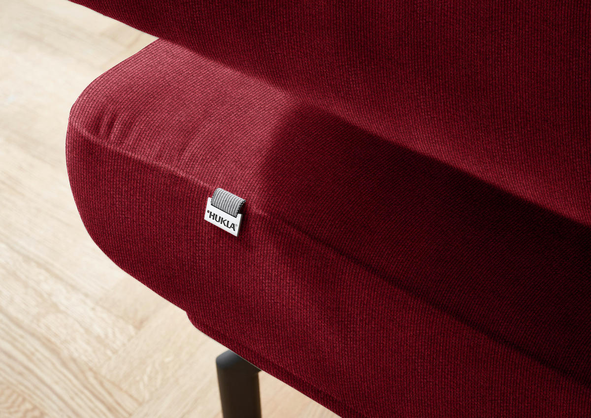 ECKSOFA in Chenille Rot  - Rot/Schwarz, Design, Textil/Metall (224/305cm) - Dieter Knoll