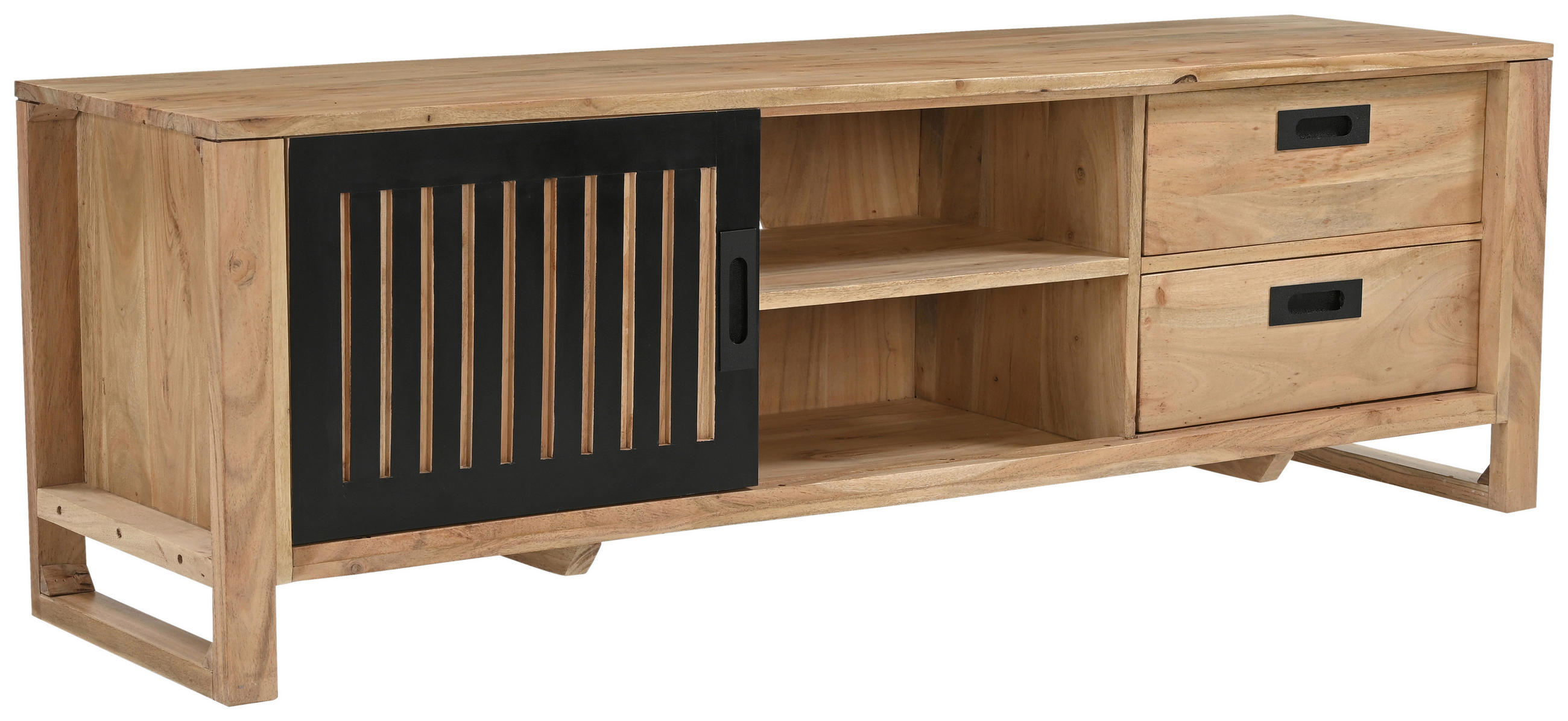 LOWBOARD  in 160/50/40 cm  - Schwarz/Naturfarben, KONVENTIONELL, Holz/Metall (160/50/40cm) - Livetastic