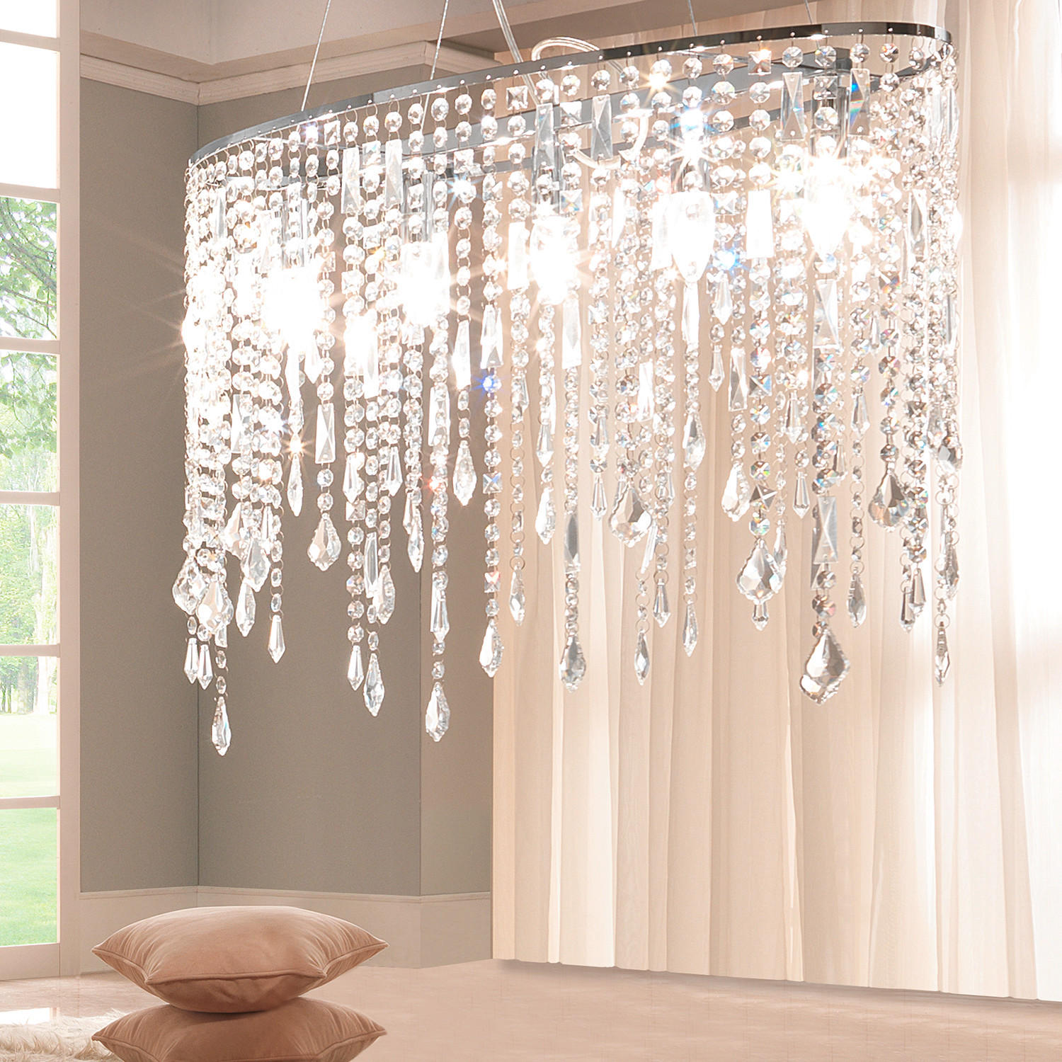 KRONLEUCHTER 75/40/120 cm   - Chromfarben, KONVENTIONELL, Glas/Metall (75/40/120cm)