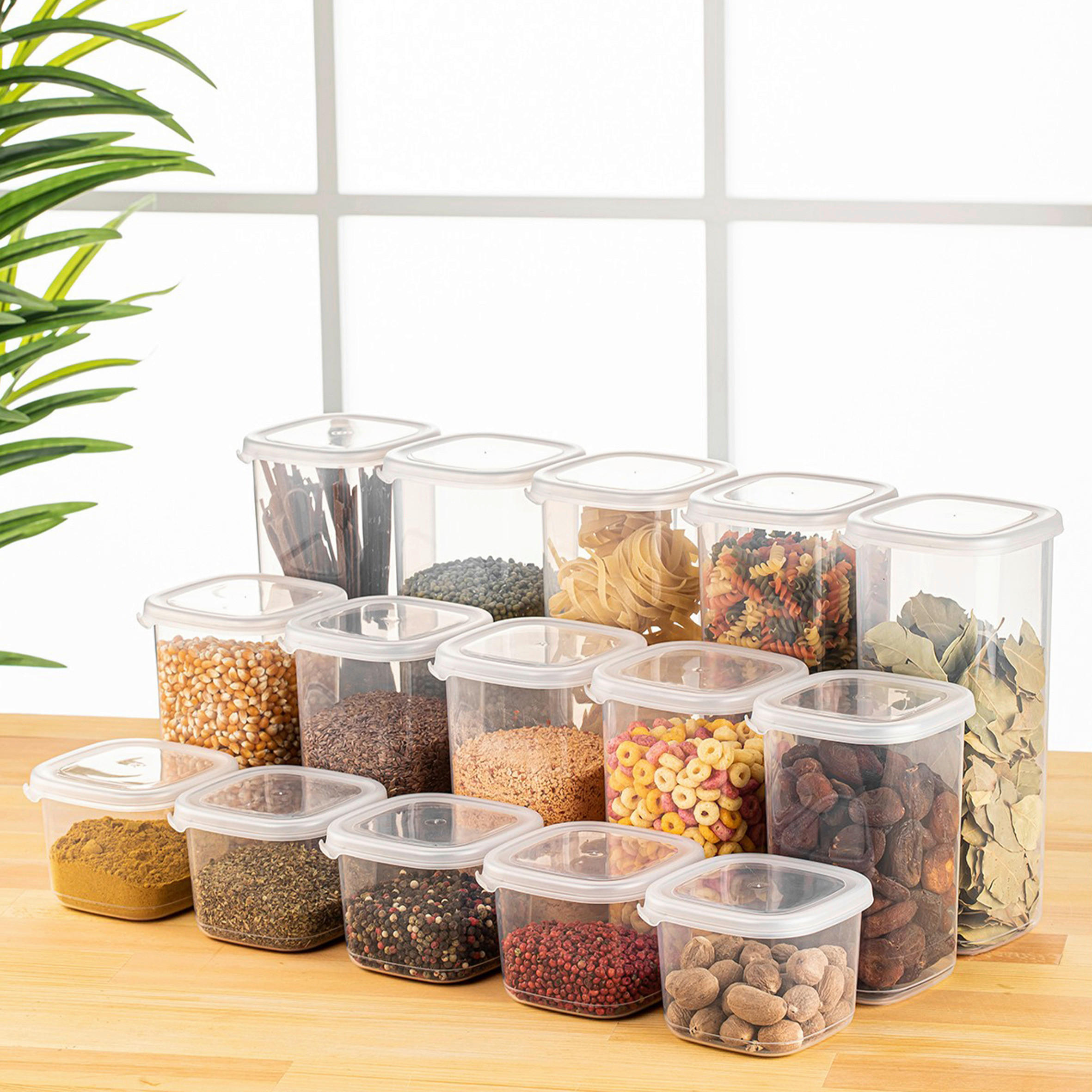 VORRATSDOSENSET 15-teilig  - Transparent/Weiß, Basics, Kunststoff (10/10/9,5cm) - P & B