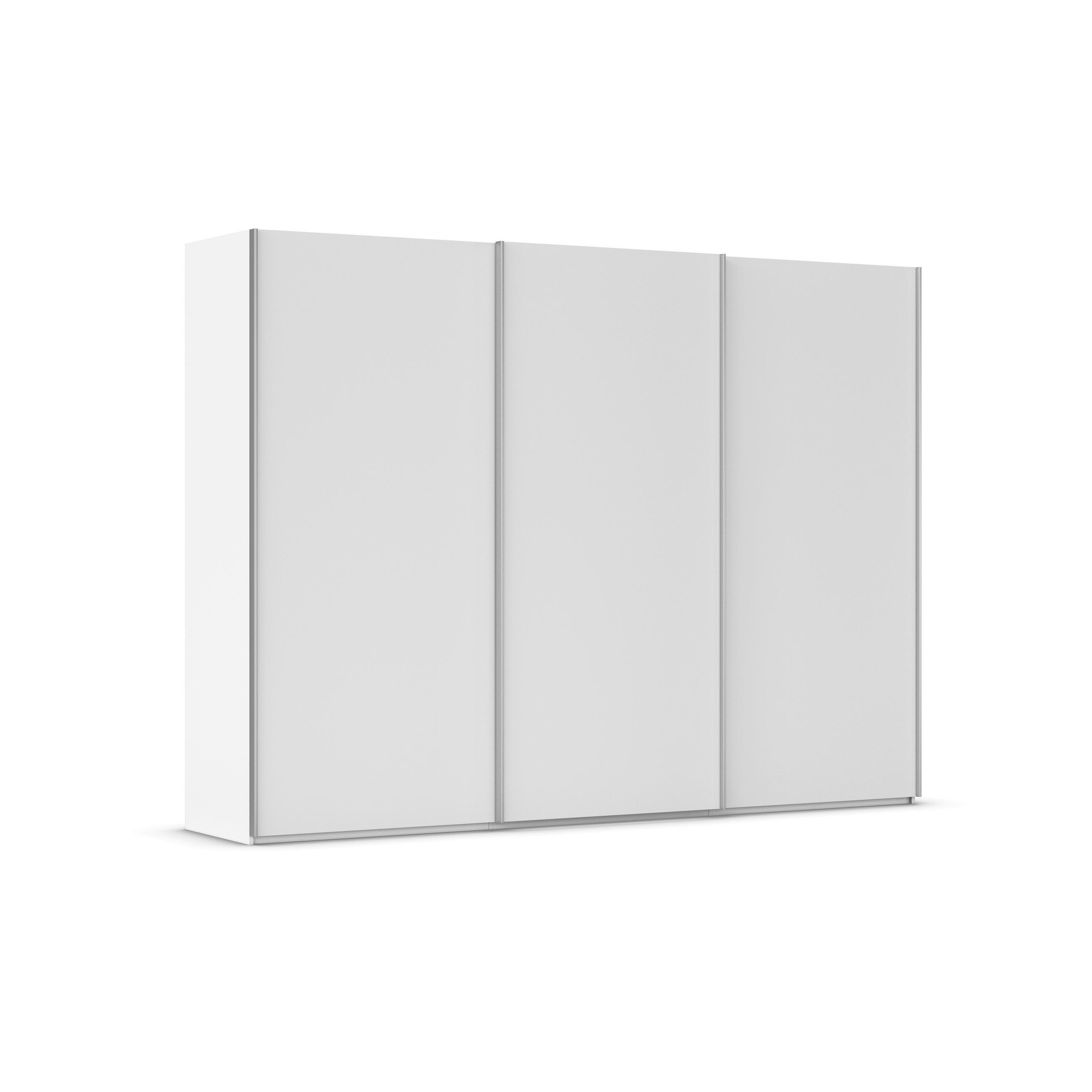SCHWEBETÜRENSCHRANK 301/223/69 cm,  in Weiß, Alufarben, 3 Tür(en)  - Alufarben/Weiß, Basics, Holzwerkstoff/Metall (301/223/69cm) - Rauch Möbel