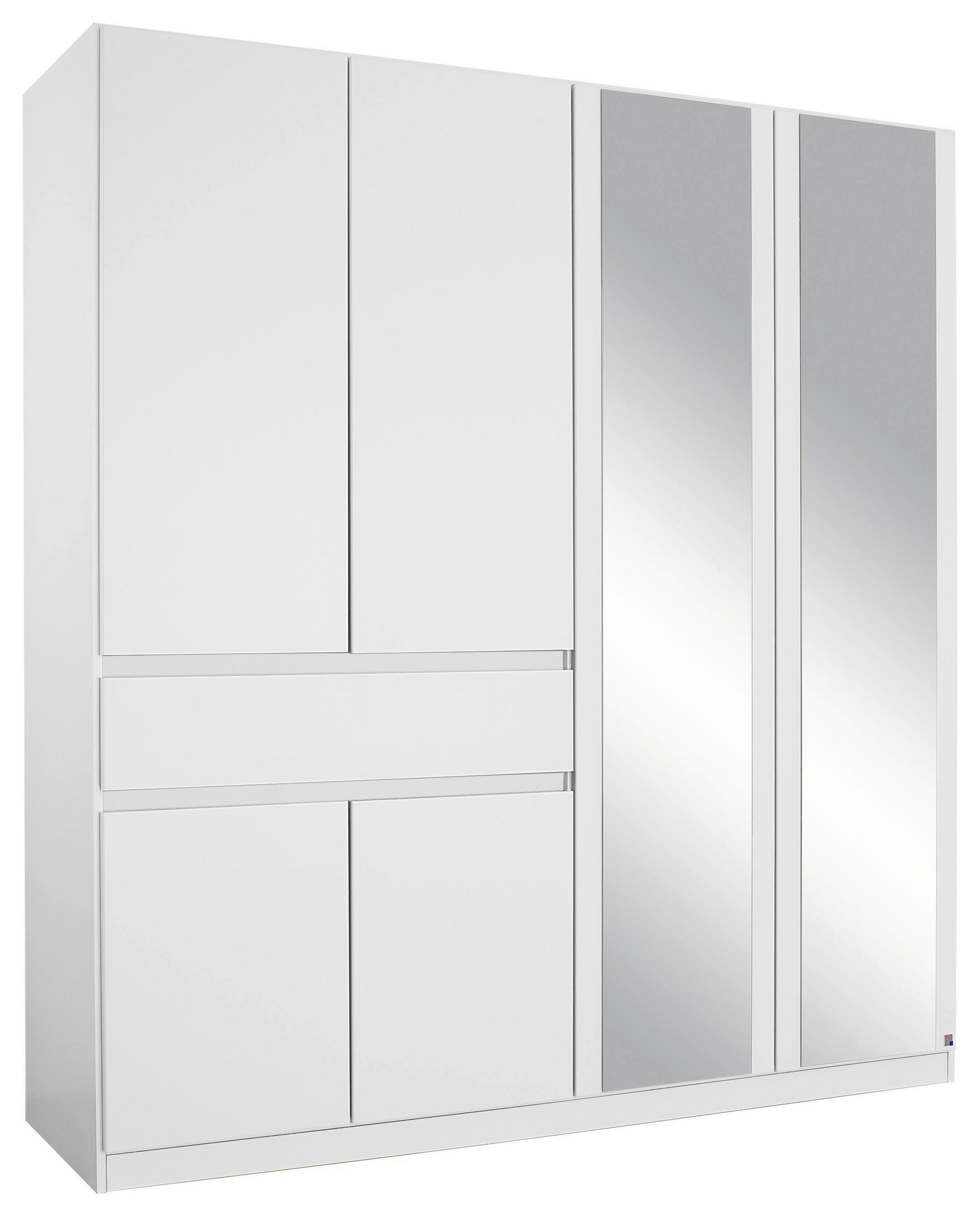Drehtürenschrank Mit Spiegel Grifflos 181cm Tübingen, Weiß