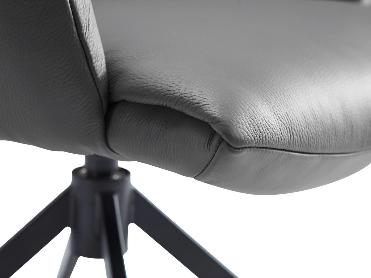 KAROSSZÉK antracit  - fekete/antracit, Design, bőr/fém (64/86/63cm) - Dieter Knoll