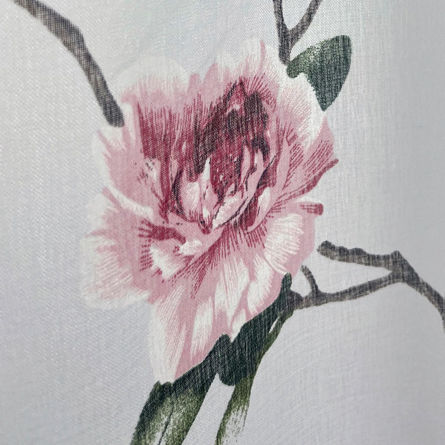 Thumbnail - Ösenschal, Rosa, Weiß, Dunkelgrün, Textil, Rose, 140x245 cm, Oeko-Tex® Standard 100, beliebig kürzbar, Wohntextilien, Ga...