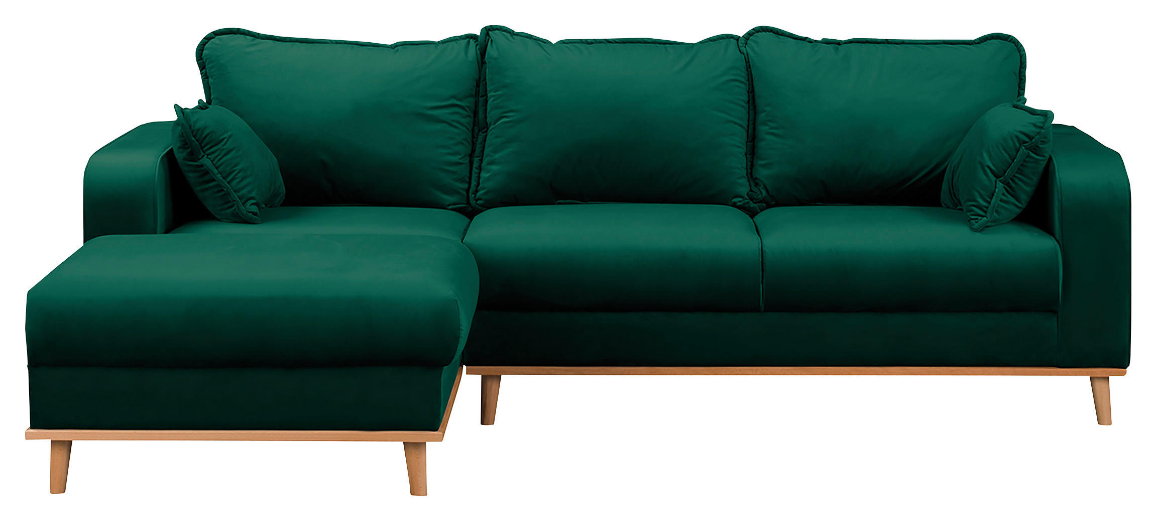 ECKSOFA Beata Grün Mikrofaser  - Wengefarben/Grün, Design, Holz/Textil (150/230cm) - Livetastic
