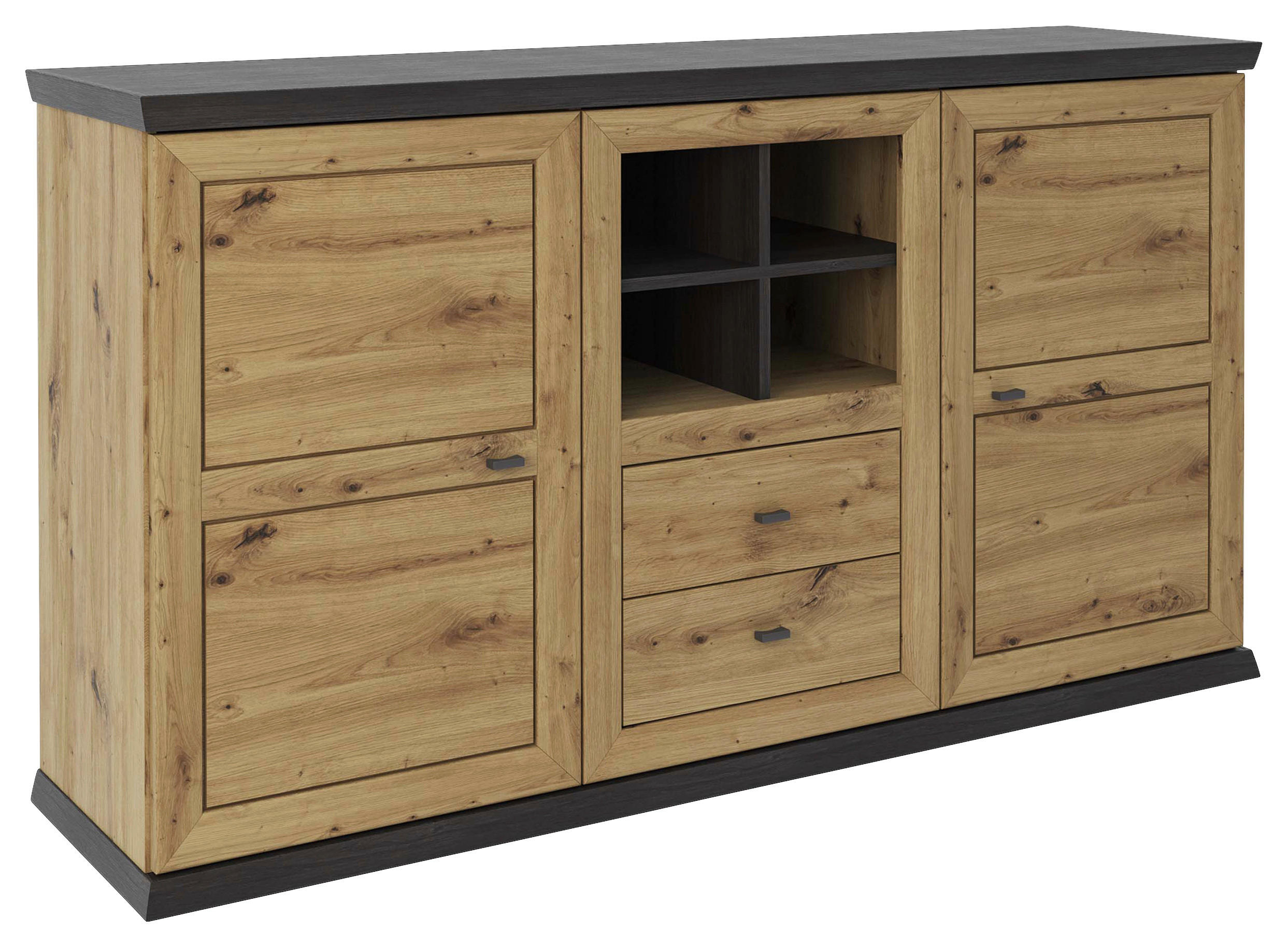 Hom`in Sideboard Dunkelgrau, Eiche Artisan 160x89.3x43 cm