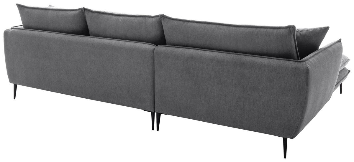 ECKSOFA Dunkelgrau Webstoff  - Dunkelgrau/Schwarz, KONVENTIONELL, Textil/Metall (196/304cm) - Hom`in