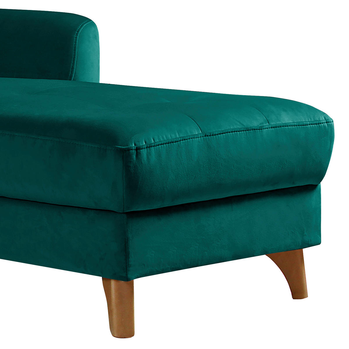ECKSOFA Petrol Samt Bettkasten, Schlaffunktion, Liegefläche im Originalstoff  - Buchefarben/Petrol, Design, Holz/Textil (238/168cm) - Livetastic